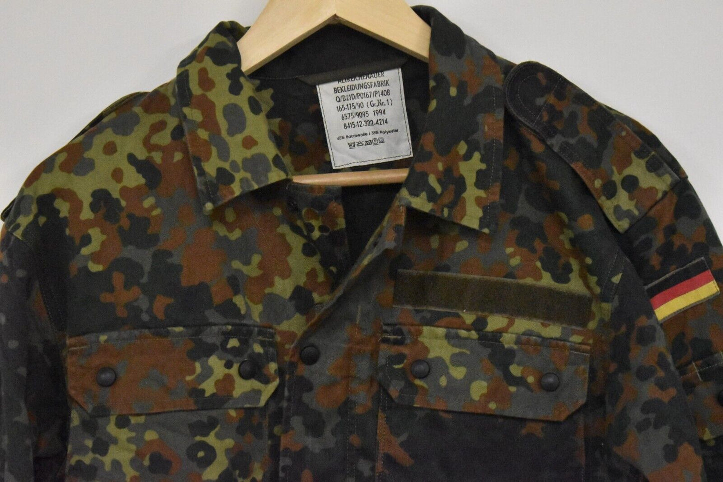 German Army Flecktarn Camo Field Shirt Jacket 1994 - 40" Chest Military Surplus