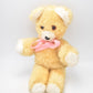 Vintage 1970s Plush Teddy Bear Soft Toy with Pink Bow