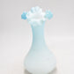 Vintage Spanish Fenton Ruffle Milk Glass Aqua Blue Vase 17cm