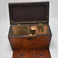 Antique Georgian Mahogany Wooden Tea Caddy Double Lidded 21cm