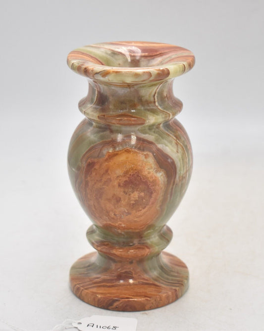 Vintage Onyx Marble Bud Vase - Hand Carved Decorative - 15.5cm