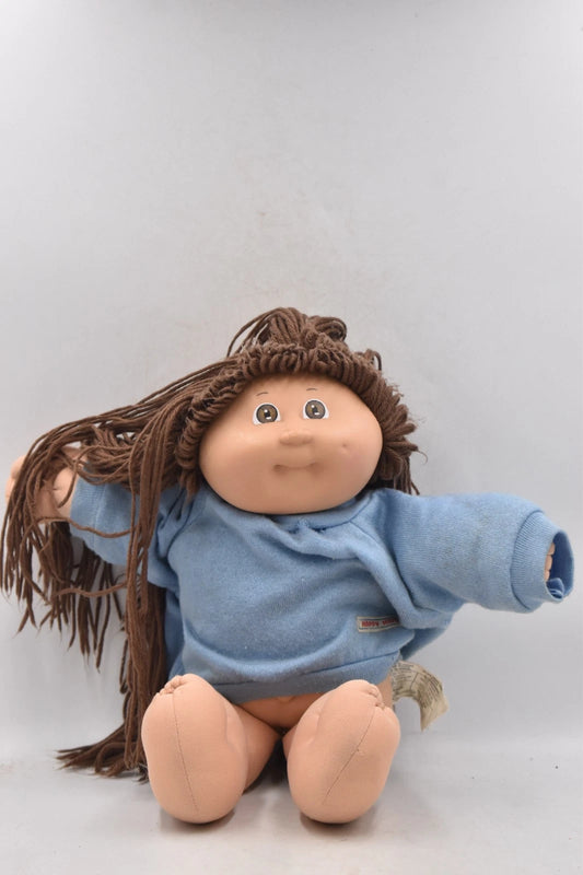 Vintage 1978–1982 Cabbage Patch Doll 40cm Brown Hair Brown Eyes Original Outfit