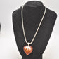 Vintage 925 Sterling Silver and Amber Heart Pendant Necklace