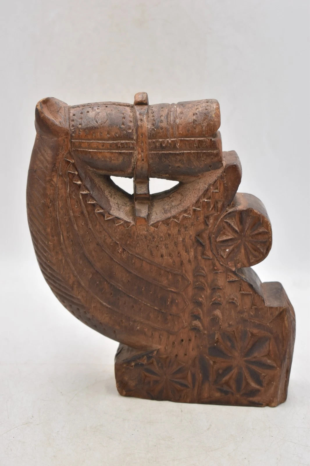Antique Indian Hand Carved Wooden Horse Head Wall Hanging Ornament 20.5cm