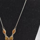 Vintage 925 Sterling Silver Amber and Diamond Teardrop Necklace
