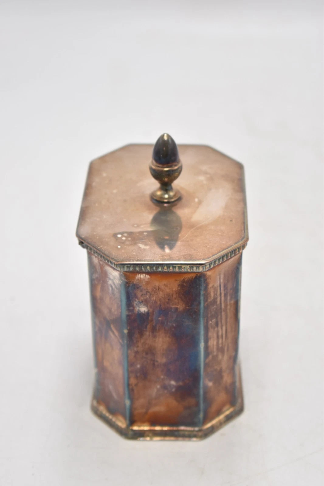 Antique Mappin & Webb Silver Plated Octagonal Tea Caddy – 12.5cm