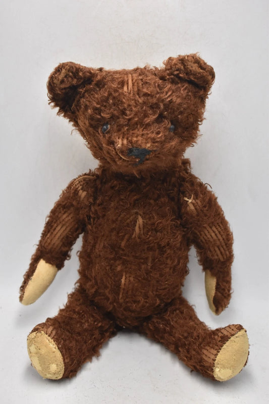 Antique American Mohair Teddy Bear Black Boot Button Eyes Fully Jointed 44cm