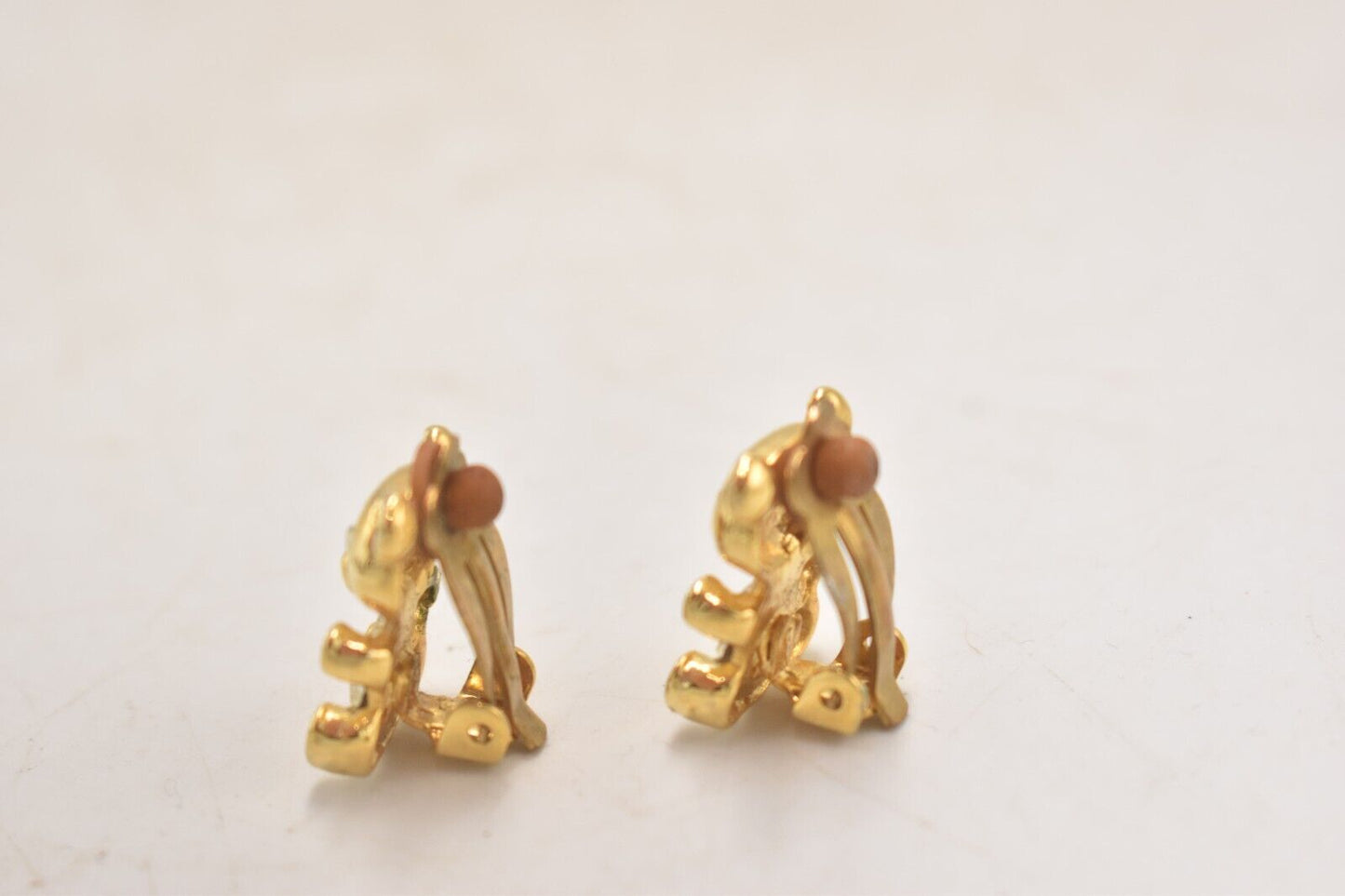 Vintage Diamante Teddy Bear Gold Tone Clip-On Earrings