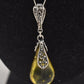 Vintage Sterling Silver 925 and Lemon Amber Modernist Pendant Necklace 45cm