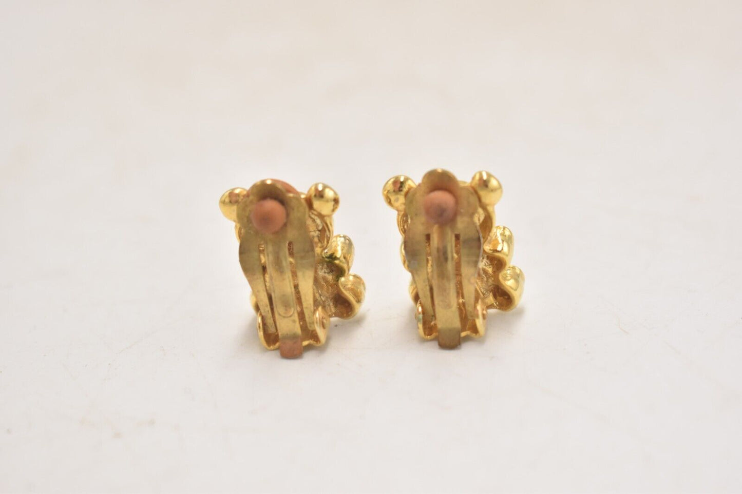 Vintage Diamante Teddy Bear Gold Tone Clip-On Earrings