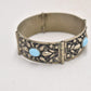 Vintage Sterling Silver and Turquoise Etruscan Revival Cuff Bangle Bracelet