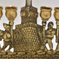 Antique Biblical Zionist Brass Hanukkah Menorah Lamp Judaica Candlestick