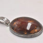 Vintage Sterling Silver 925 and Amber Modernist Oval Necklace Pendant Hallmarked