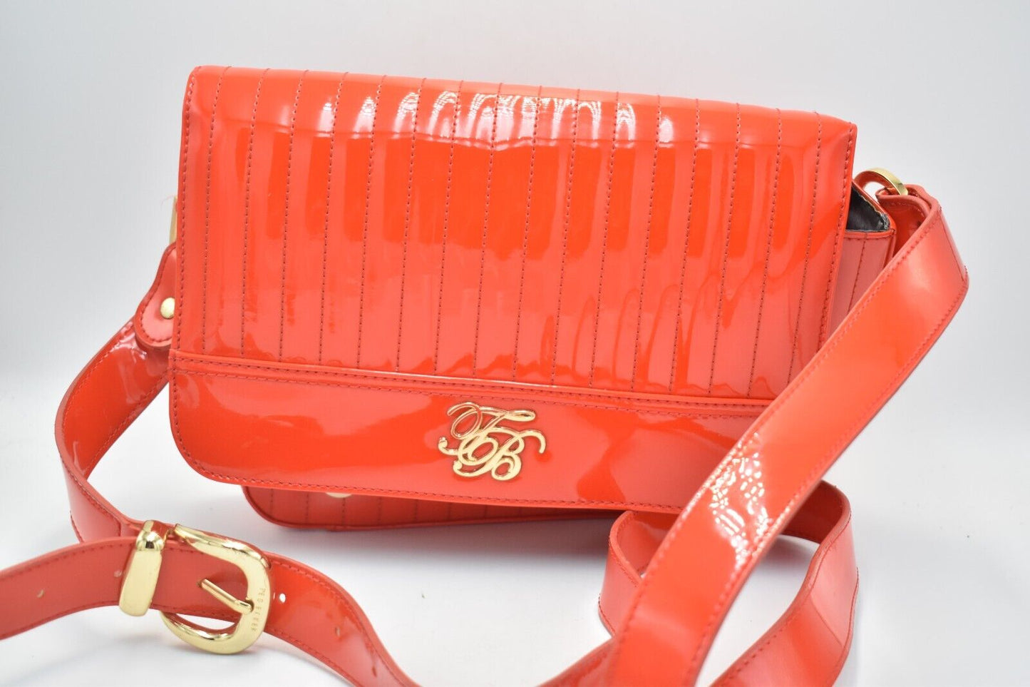Ted Baker Red Patent Crossbody Handbag – Glossy Ladies Bag with Adjustable Strap