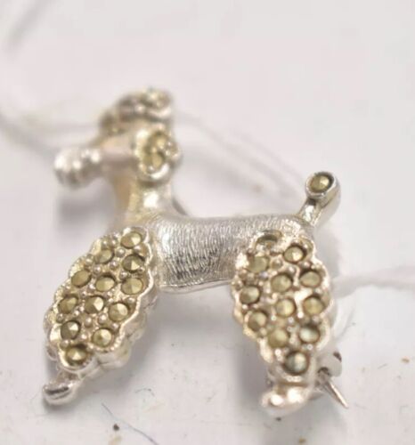 Vintage Poodle Dog Silver Tone Marcasite Brooch – Women's Jewellery