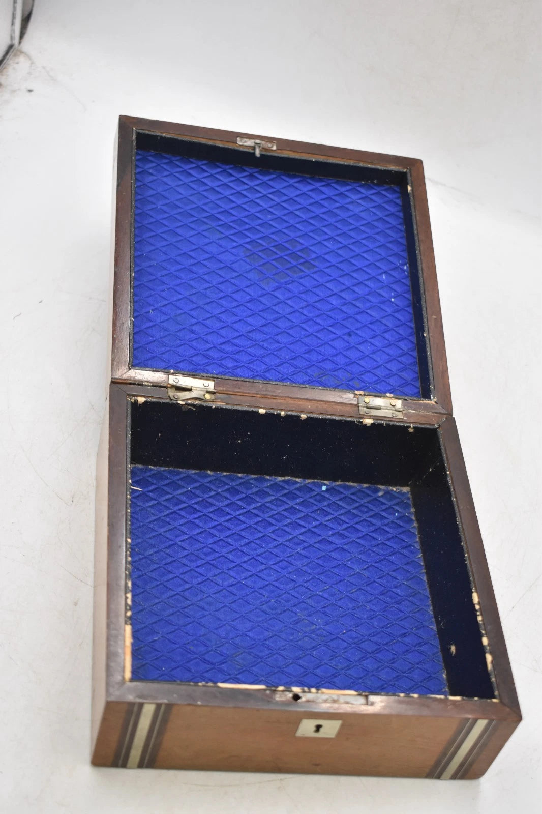 Antique Victorian Wooden Handkerchief Box Silk Interior