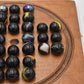 Antique Solitaire Wooden Board with Antique Hand Made Glass Marbles