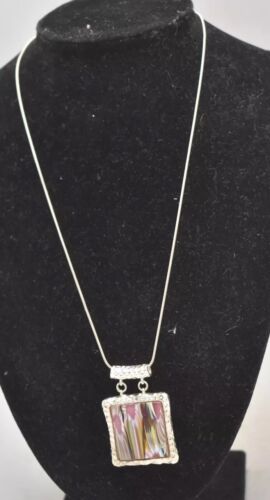 Vintage Sterling Silver 925 and Calsilica Pendant Necklace 46cm