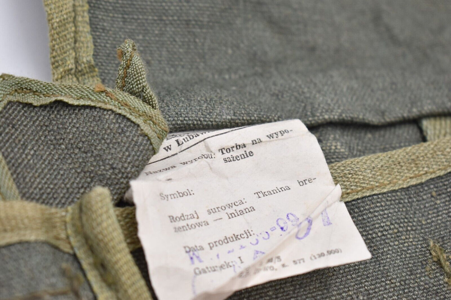 Vintage 1981 Polish Army Canvas Bread Bag – Military Webbing Satchel Haversack