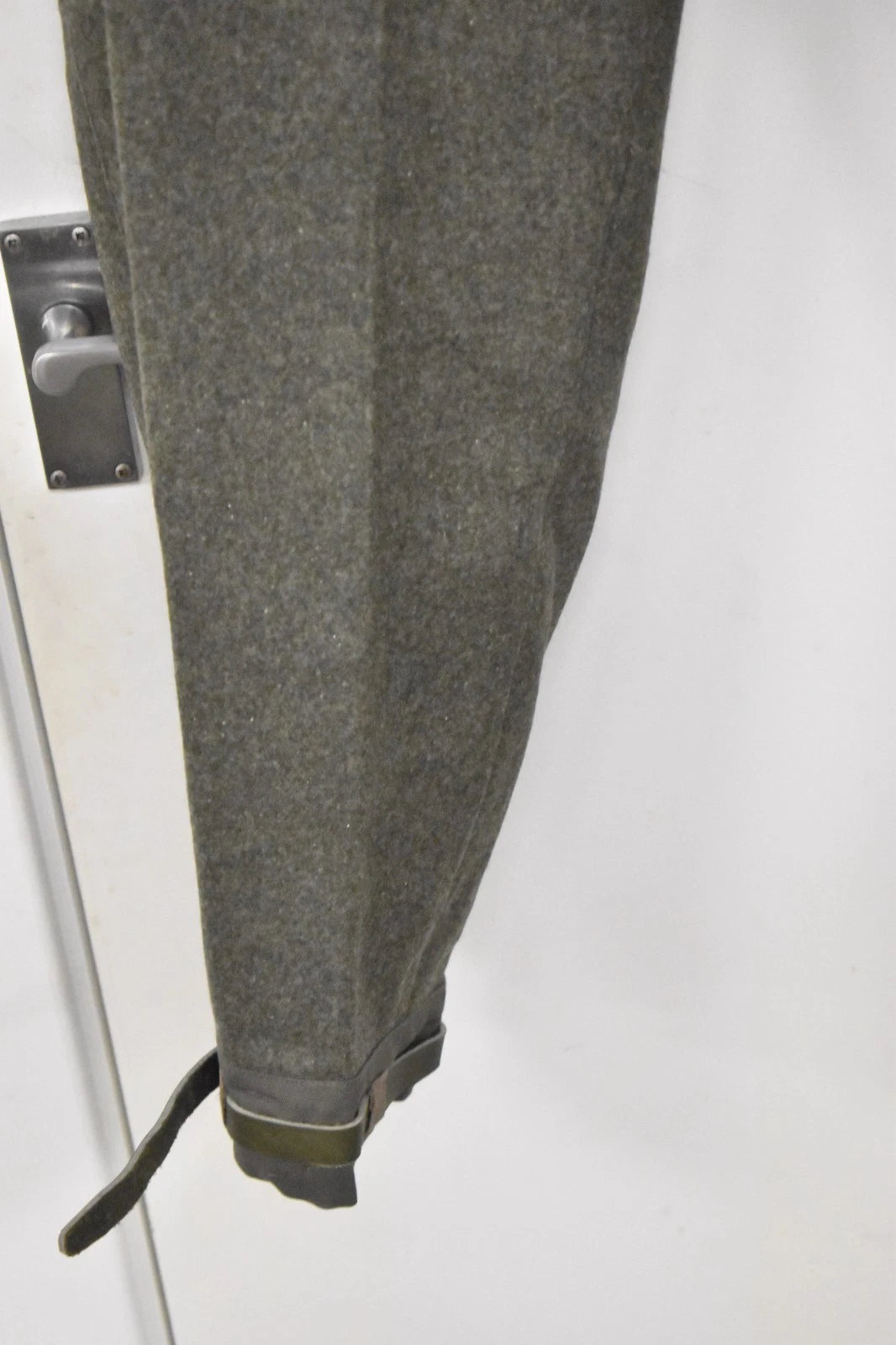 Swedish Army WWII Grey Wool Field Trousers 1940 Leather Straps Military Vintage