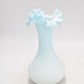 Vintage Spanish Fenton Ruffle Milk Glass Aqua Blue Vase 17cm
