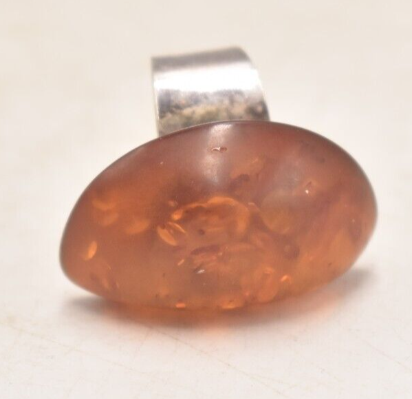 Vintage Bohemian Large Baltic Amber & Sterling Silver 925 Ring – Size Q