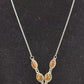 Vintage 925 Sterling Silver Amber and Diamond Teardrop Necklace