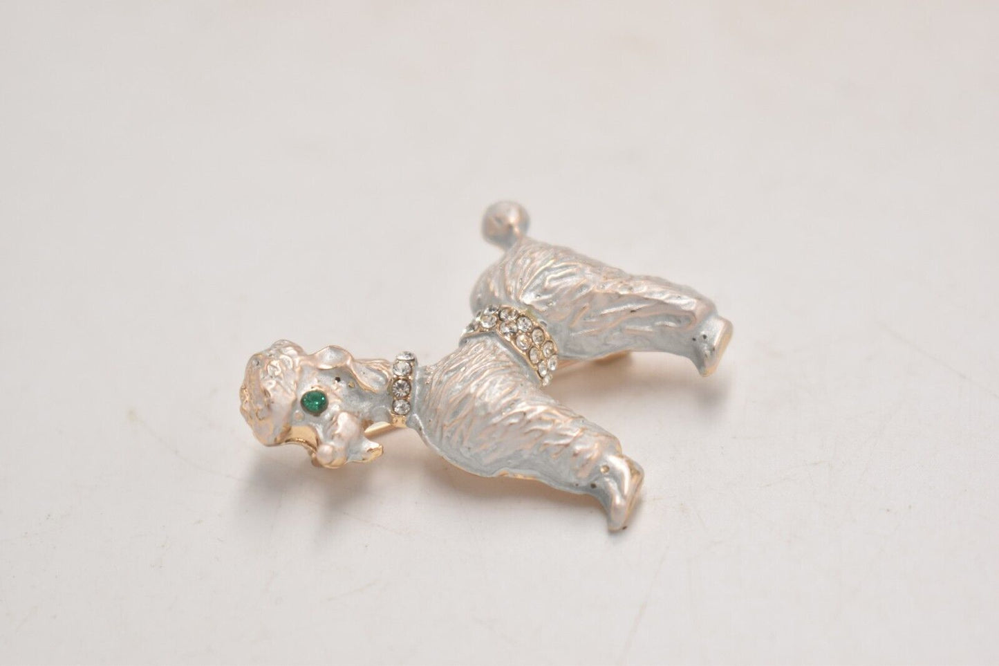 Vintage Poodle Dog Silver Tone and Diamante Brooch – Elegant Women's Jewellery