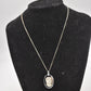Vintage 925 Sterling Silver and Cameo Black Polished Onyx Pendant 42cm