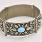 Vintage Sterling Silver and Turquoise Etruscan Revival Cuff Bangle Bracelet