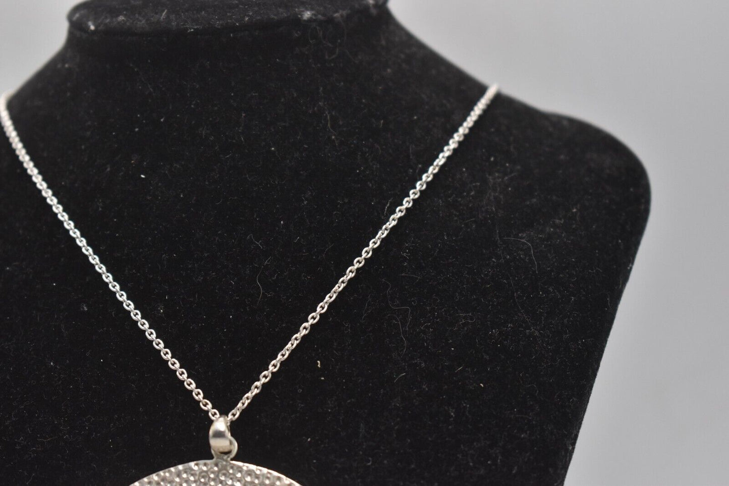 Vintage Modern Minimalist Sterling Silver 925 Lichen Pendant Necklace 56cm