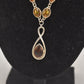 Vintage 925 Sterling Silver Amber and Diamond Teardrop Necklace