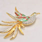 Vintage Seta Bird of Paradise Brooch – Gold Tone, Rhinestone & Enamel