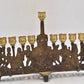 Antique Biblical Zionist Brass Hanukkah Menorah Lamp Judaica Candlestick