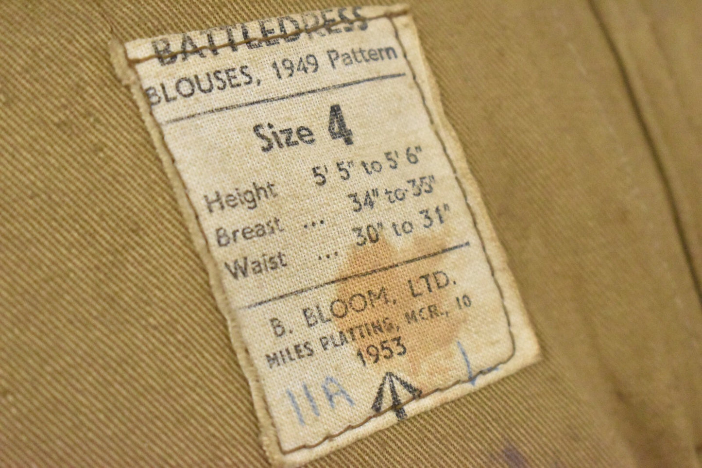 Vintage British Army 1949 Pattern Battledress Blouse Dated 1953