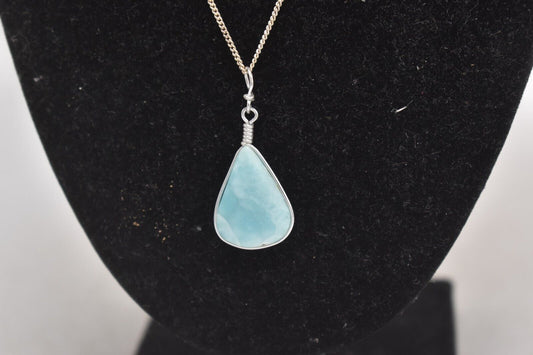 Vintage Sterling Silver 925 Larimar Pendant Necklace – 45cm