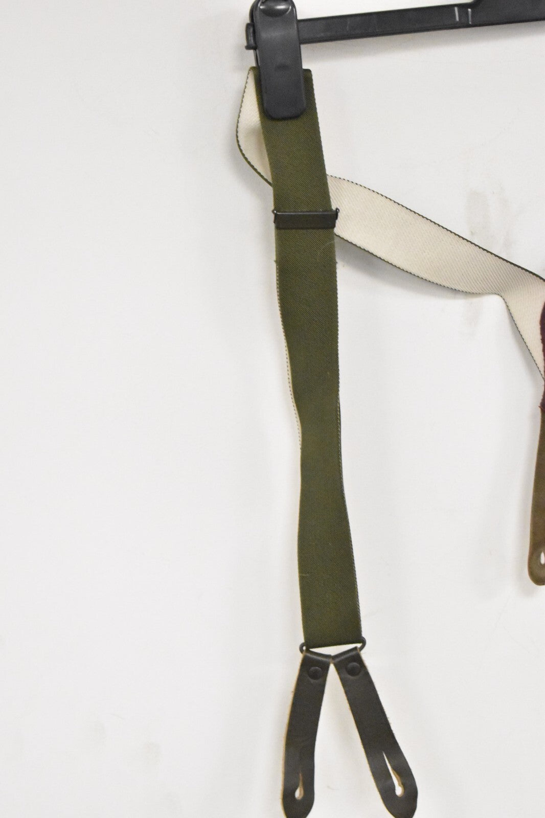 German Army Dark Green Braces with Leather Tabs – Adjustable 110cm – Military