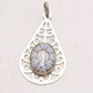 Vintage Millefiori Murano Glass and Silver Metal Teardrop Necklace Pendant