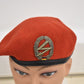 West German Army Bundeswehr Signals Corps Red Beret & Cap Badge – Excellent Condition, Size 58