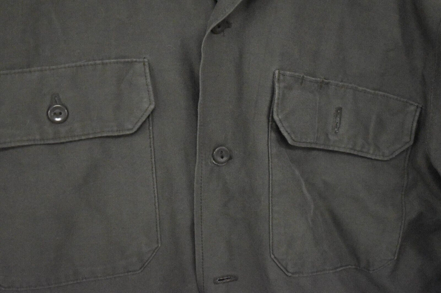 Vintage German Army Olive Moleskin Shirt - Military Surplus 38" Chest