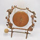 Antique Art Nouveau Brass Tabletop Dinner Gong Rose & Thorns with Striker