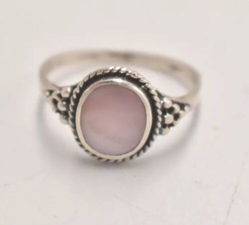 Vintage Sterling Silver 925 Rose Quartz & Marcasite Ring – Size P