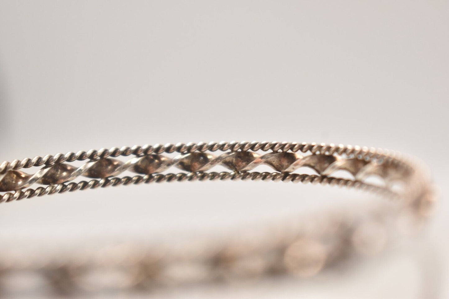 Vintage Sterling Silver 925 Ornate Bangle Bracelet - 7cm Diameter