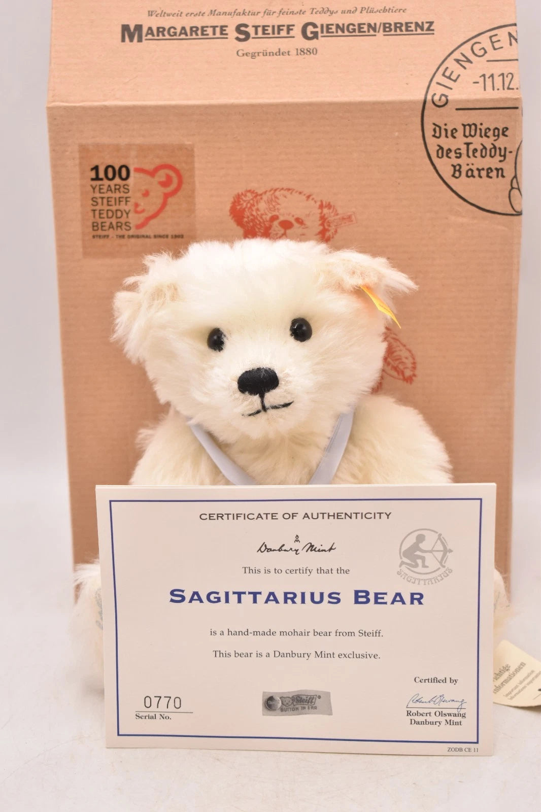 Steiff Sagittarius Teddy Bear Danbury Mint 654954 Mohair