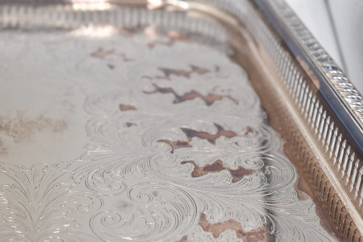 Antique Vintage Silver Plated Extra Large Serving Tray 47cm x 35cm
