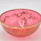 Antique Cranberry Pink Glass Bowl with Gold Gilt Douglas Marked 12.5cm