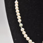 Vintage Sterling Silver 925 Green Jadeite & Faux Pearl Blessings Charm Necklace