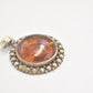 Vintage Sterling Silver 925 Amber Ornate Marcasite Necklace Pendant