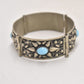Vintage Sterling Silver and Turquoise Etruscan Revival Cuff Bangle Bracelet