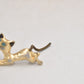 Vintage Cat Brooch Gold Tone with Topaz Blue Eyes - Costume Jewellery